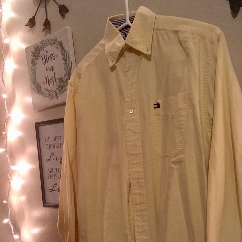 yellow button up